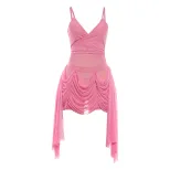 Womens Spring Dress Solid Color Ruched Sheer Cropped Bodycon Style Perfect for Parties or Night