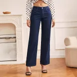 High Waisted Straight Leg Jeans Fashionable Vintage Style Casual Wear for Women Wholesale Availa