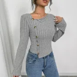 Elegant Womens T Shirt Slim Fit Long Sleeve Short Length Chic Style for Spring Summer Wholesale