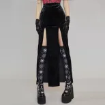 Womens Street Style Rock Inspired Split Hem Skirt Sexy Design Halloween Theme Autumn Winter Coll