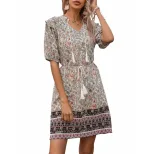 Vintage Bohemian Floral Maxi Dress Slim Fit V Neck Tassel Detail Perfect for Summer Events Whole