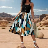 Floral Print Spliced Cami Dress Summer Fashion Elegant Style Comfortable Fit Available for Whole