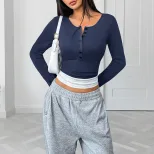 Casual Color Block Long Sleeve Top for Women Slim Fit Round Neck Comfortable Fabric Perfect for