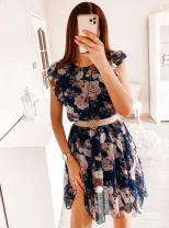 Chiffon Ruffle Sleeve Dress Summer Floral Print Sexy Design Available in 6 Colors Perfect for Ca