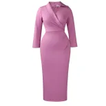 Plus Size Womens Fashion V Neck Solid Color Bodycon Pencil Dress Slim Fit Elegant Style for Part
