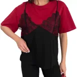 Lace Trimmed Loose Fit T Shirt Short Sleeve Round Neck Casual Style Perfect for Summer Wear Whol
