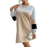 Long Sleeve Printed Color Block Dress Loose Fit Casual Style Comfortable Fabric Perfect for Ever