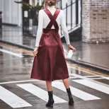 PU Strap Dress Solid Color Minimalist Design Versatile Style Perfect for Casual Wear Wholesale A