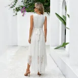Plus Size Lace Panel High Low Dress Elegant Sexy Design for Parties Available in Various Colors