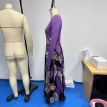 Casual Long Sleeve Maxi Dress 200g Fabric Floral Print Round Neck Perfect for Everyday Wear Whol