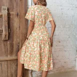 Vintage Floral Print Dress Summer Collection Womens Casual Wear Wholesale Available bulk order