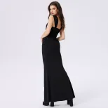 Bodycon Mermaid Dress Square Neck Sleeveless Slim Fit Long Length Evening Wear or Special Occasi