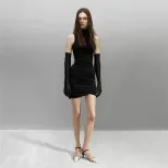 Womens Sleeveless Bodycon Dress Solid Color Pleated Design Slim Fit Casual or Party Wear Wholesa