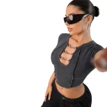 Trendy Womens Crop Top Short Sleeve Stylish Design Breathable Fabric Spring Summer Fashion Whole