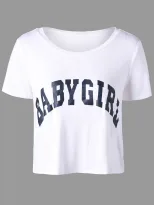 Womens Short Sleeve Cropped T Shirt Unique Letter Print Casual Style Perfect for Summer Outings