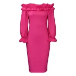 Off Shoulder Long Sleeve Dress Elegant Fit Plus Size Autumn Style Wholesale Womens Fashion Appar