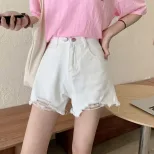 网红牛仔短裤女2023夏季新款破洞阔腿裤高腰a字超热裤宽松裤子潮