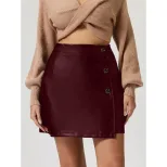 PU Leather Bodycon Skirt Stylish Button Detail Versatile Design Sexy Fit Perfect for Parties and