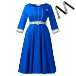 Elegant Womens African Dress Round Neck Color Block Design Fashionable Style Perfect for Parties