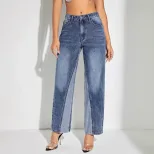 Wide Leg Patchwork Denim Pants Stylish Casual Design Perfect for Everyday Wear Wholesale Availab
