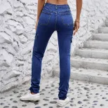 Skinny Denim Pants Stretchy Slim Fit Ankle Length Casual Wear for Women Ready to Ship factory di