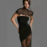 Sleeveless Lace Trimmed Bodycon Dress Elegant Fit Spring Fashion Chic Style Wholesale Available