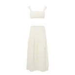 French Style Crop Top and High Waisted Skirt Set Slim Fit Sleeveless Beach Vacation Ready Wholes