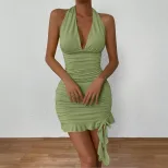 Halter Neck Dress High Waist Ruffled Design Sexy Style Spring Summer Fashion Wholesale Available