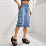 High Waisted Denim Skirt Slim Fit Casual Style Versatile Design Perfect for Everyday Wear Wholes