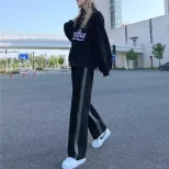 欧洲站牛仔裤女2023春秋新款韩版学生百搭显瘦宽松拼接直筒长裤潮