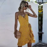 Floral Print Dress Asymmetrical Ruffle Hem Sleeveless Trendy Design Perfect for Summer Events Wh