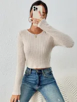 Casual Fitted Sweater Solid Color Round Neck Long Sleeve Autumn Winter Wear Ready to Ship low MO