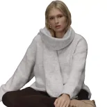 Loose Fit Soft Wool Sweater for Women Cozy Knit Pullover with Scarf Autumn Winter Casual Style W
