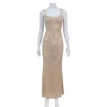 Sexy High Waisted Rhinestone Mermaid Maxi Dress Elegant Sleeveless Design Perfect for Evening Ev