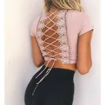 V Neck Tie Back Crop Top Womens Fashion Backless Design Short Length Casual Wear Wholesale Avail