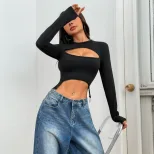 Trendy Street Style T Shirt Spring Summer Collection Slim Fit Cropped Layered Look Wholesale Ava