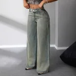 Vintage Wide Leg Jeans Loose Fit Distressed Style Casual Wear Wholesale Available low MOQ bulk o