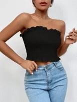 Womens Sexy Ruched Strapless Top Breathable Fabric Anti Slip Design Versatile Layering Ideal for