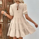 Womens Summer Dress Slim Fit Solid Color Pleated Design Casual or Formal Occasions Wholesale Ava