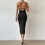 Sleeveless Asymmetrical Backless Midi Dress Sexy Fit Elegant Design Comfortable Fabric Perfect f