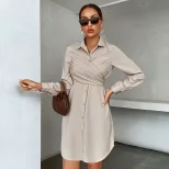Long Sleeve Shirt Dress Solid Color Versatile Classic Collar Autumn Office Wear Wholesale Availa