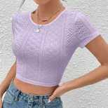 Knitted Crop Top Solid Color Hollow Out Sexy Design Spring Summer Fashion for Women Wholesale Av