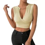 V Neck Crop Top Sleeveless Trendy Design Sexy Style Spring Summer Wear Wholesale Available