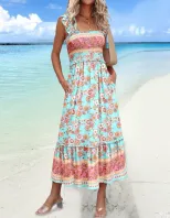 Summer Vacation Style Womens Dresses in Black Red Green Lightweight Fabric Various Sizes Wholesale customizable