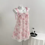 C2现货-75037#亚马逊欧美夏季甜美露背蕾丝绑带女装吊带连衣裙