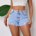 Womens Distressed Denim Shorts Elegant Fashionable Versatile Summer Casual Wear Wholesale Availa