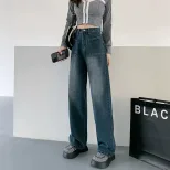 阔腿牛仔裤女秋冬新款高腰显瘦宽松直筒加长垂感拖地梨形身材裤子