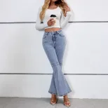 Casual Vintage Flare Stretch Denim Pants for Women Versatile Fit Comfortable Fabric Retro Style