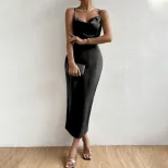 Satin Backless Maxi Dress Sexy Elegant Sleeveless Party Wear Available in Multiple Colors Wholes