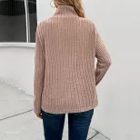 Womens Long Sleeve Top Solid Color Mid Neck Casual Style Perfect for Autumn Wear Wholesale Avail